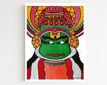 kathakali art print, Kathakali art, kathakali painting, indian art, Kathakali, indian painting, india face mask, indian folk art, kerala art