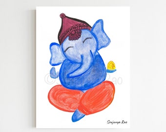 Baby ganesha, ganesha, Abstract Ganesha painting,Indian art, abstract Indian painting,Ganesha painting, ganesha art, Indian home decor,