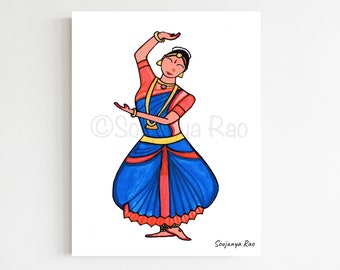 Bharatanatyam Art,Bharatanatyam Art Print,Bharatanatyam, Indian art, Indian Paintings, Home Decor, Wall Art, Indian Dancer painting