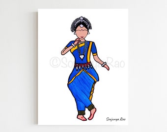 Odissi Art,Odissi Art Print, Odissi, Indian dance, Odissi dance print, Indian art, Indian Paintings, Home Decor, Wall Art, Dancer painting