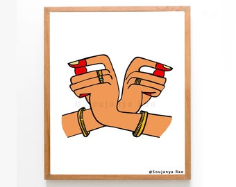 Bharatanatyam Mudra Art Print, Indian Dancer Painting, Home Decor