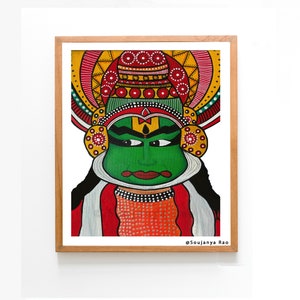 kathakali art print, Kathakali art, kathakali painting, indian art, Kathakali, indian painting, india face mask, indian folk art, kerala art image 3