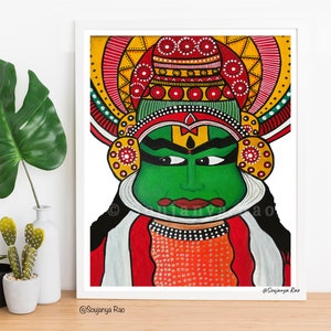 kathakali art print, Kathakali art, kathakali painting, indian art, Kathakali, indian painting, india face mask, indian folk art, kerala art image 6