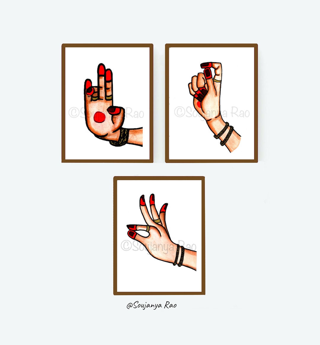 Bharatanatyam Art Print SET OF 3, Bharatanatyam Mudras,indian Dancers ...