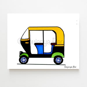 Auto Rickshaw art print,Rickshaw art, tuk tuk, Indian painting,Indian art, indian pop art, indian autorickshaw art,Mid Century Modern art