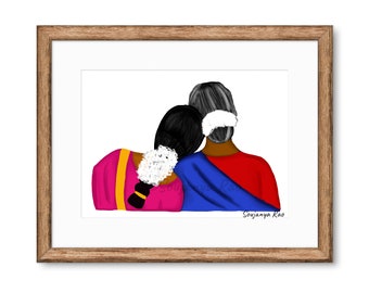 South asian art,Mother daughter art, Indian art, Jasmine,Southindian art, Indian print, tamil, Minimalist indian art,Desi girls,Indian women