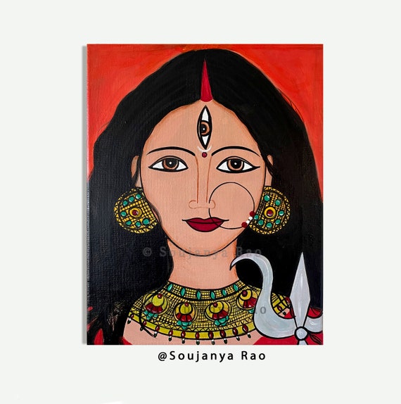 durga maa face drawing Poster Paper Print - Quotes & Motivation posters in  India - Buy art, film, design, movie, music, nature and educational  paintings/wallpapers at Flipkart.com