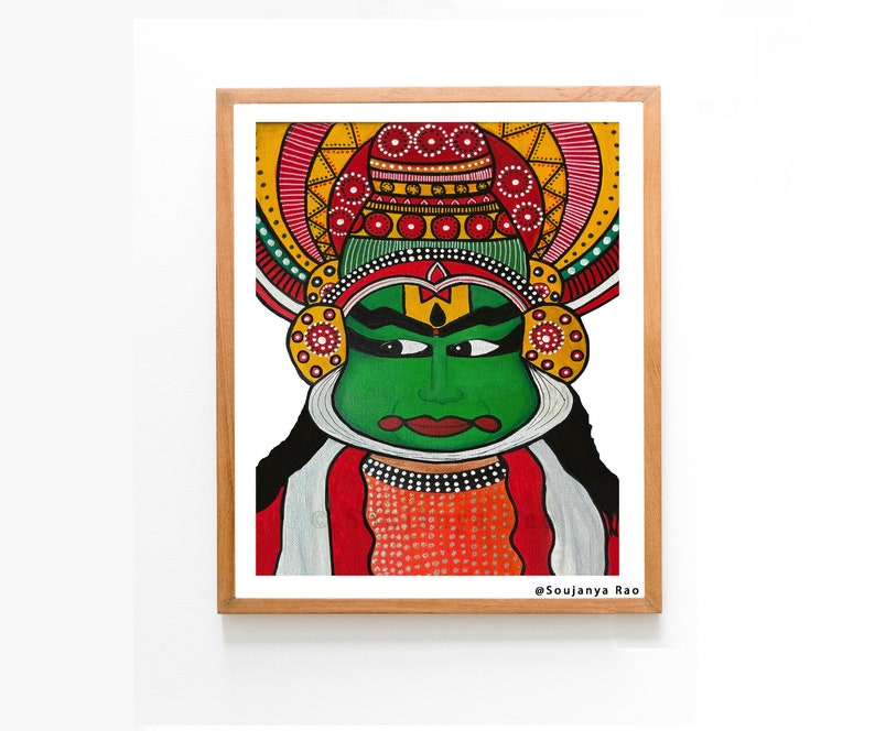 kathakali art print, Kathakali art, kathakali painting, indian art, Kathakali, indian painting, india face mask, indian folk art, kerala art image 2