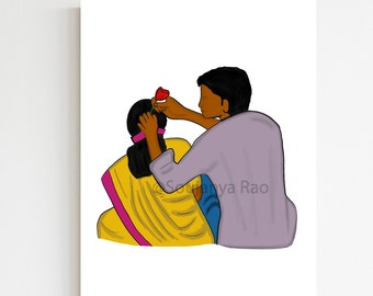 South asian art, lovers, husband wife love, Southindian art, Indian print, tamil, Minimalist indian art, love art print ,Indian woman art,