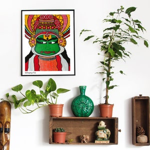 kathakali art print, Kathakali art, kathakali painting, indian art, Kathakali, indian painting, india face mask, indian folk art, kerala art image 4