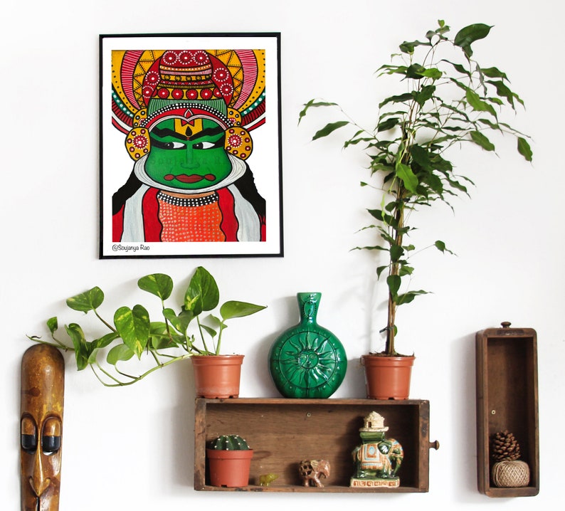 kathakali art print, Kathakali art, kathakali painting, indian art, Kathakali, indian painting, india face mask, indian folk art, kerala art image 4