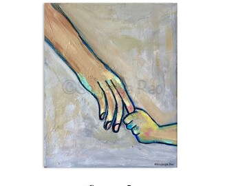 Mothers day gift, Holding Hands wall art, Nursery wall art, gender neutral nursery decor,Abstract Hands painting, parents holding hand