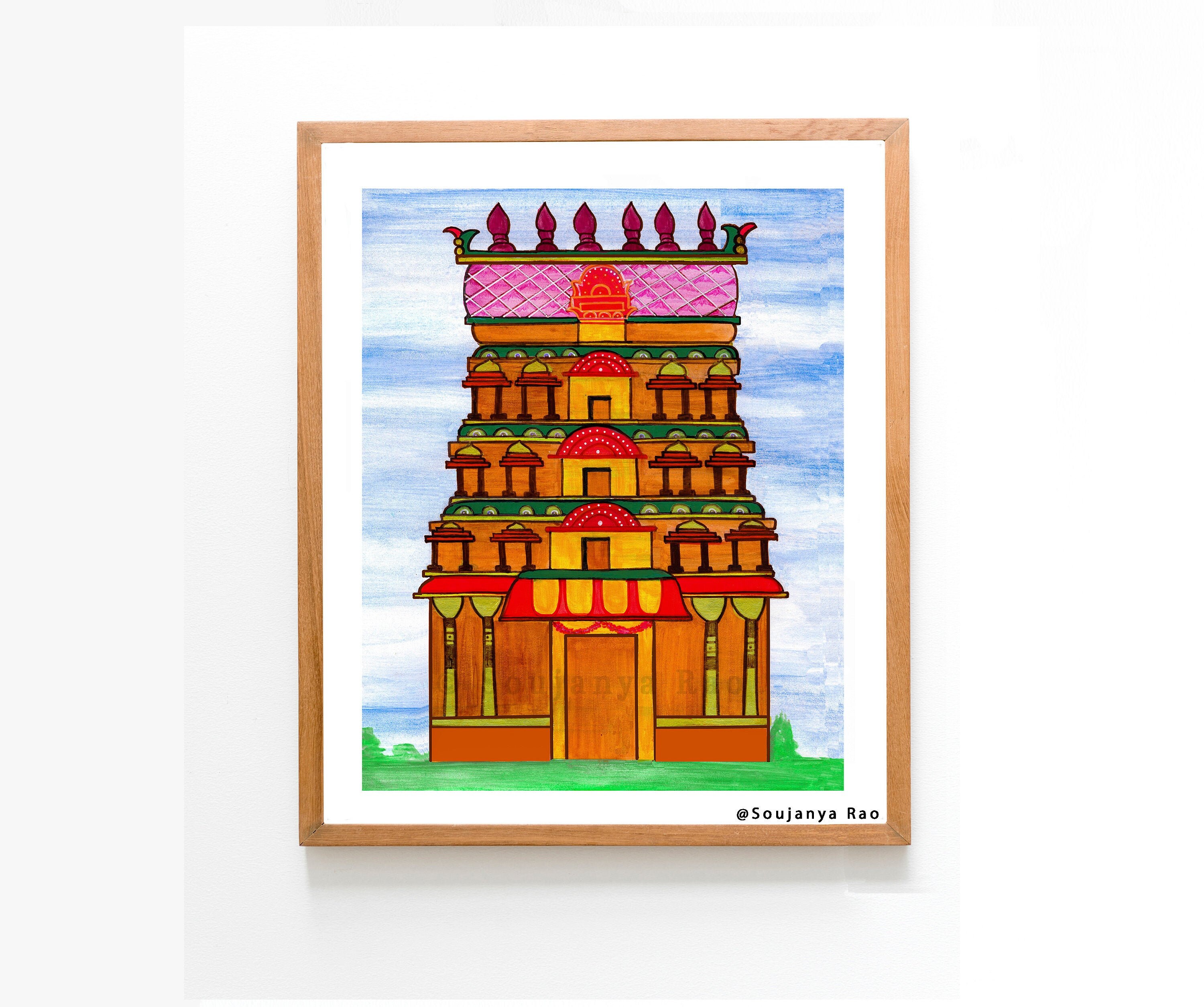 Gopuram Temple Painting Indian Painting Indian Art Print - Etsy Gopuram Temple Painting Indian Painting Indian Art Print - Etsy