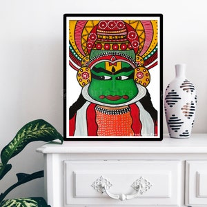 kathakali art print, Kathakali art, kathakali painting, indian art, Kathakali, indian painting, india face mask, indian folk art, kerala art image 5