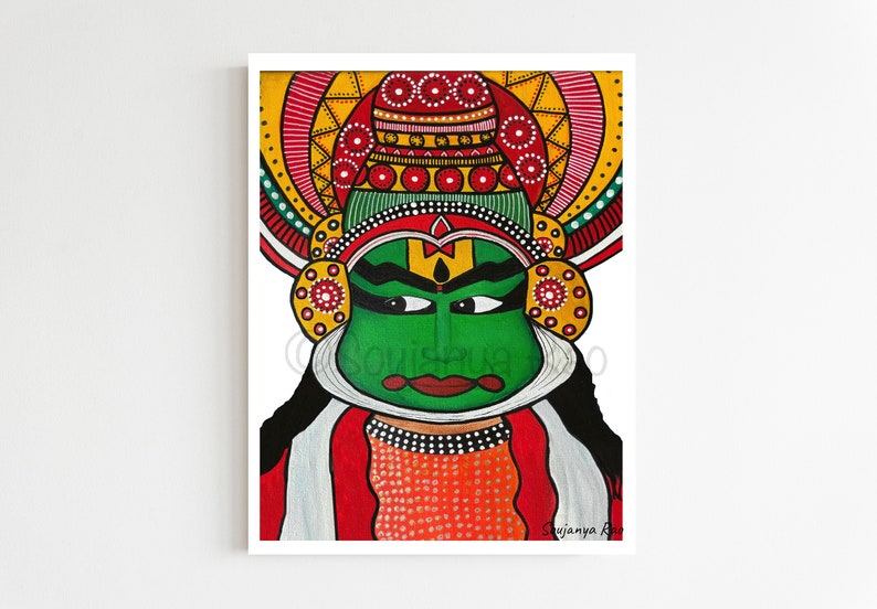 kathakali art print, Kathakali art, kathakali painting, indian art, Kathakali, indian painting, india face mask, indian folk art, kerala art image 1