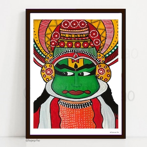 kathakali art print, Kathakali art, kathakali painting, indian art, Kathakali, indian painting, india face mask, indian folk art, kerala art image 7