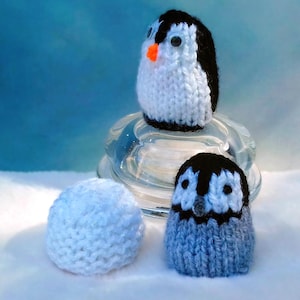 PDF KNITTING PATTERN Penguins & Snowballs Ferrero Rocher Covers, Christmas Knitting Patterns Toys, Knitted Chocolate Favours, Penguin Chick