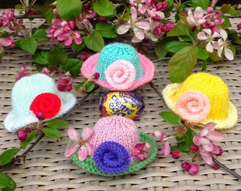 Easter Bonnets Creme Egg Cover Knitting Pattern, Easter Knitting Patterns For Toys, Easter Decorations, Knitted Egg  Cosy Gift, Holder, Hats
