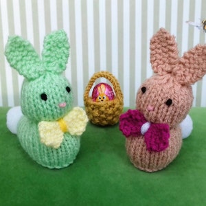 NEW - Easter Bunnies & Baskets Creme Egg Cover Knitting Pattern, Easter Knitting Patterns, Knitted Chocolate Favours, Rabbit Easter Egg Cosy