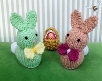 NEW - Easter Bunnies & Baskets Creme Egg Cover Knitting Pattern, Easter Knitting Patterns, Knitted Chocolate Favours, Rabbit Easter Egg Cosy