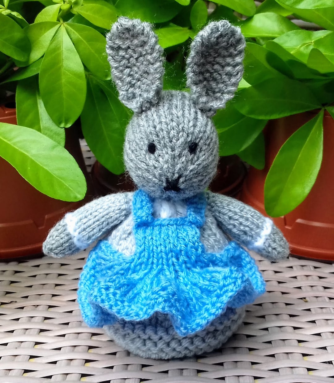 Grey Rabbit Chocolate Orange Cover Knitting Pattern, Easter Bunny