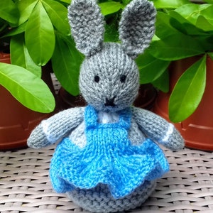 PDF KNITTING PATTERN Grey Rabbit Chocolate Orange Cover, Easter Bunny Knitting Patterns Toys, Mother&#39;s Day, Knitted Cosy, Easter Egg Basket