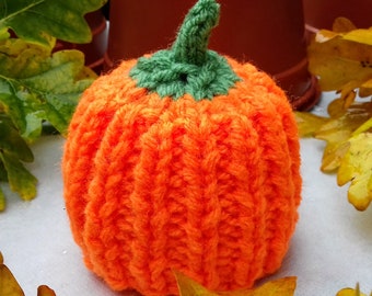 Pumpkin Chocolate Orange Cover Knitting Pattern, Halloween Knitting Patterns For Toys, Knitted Halloween Decorations, Thanksgiving Cosy Gift