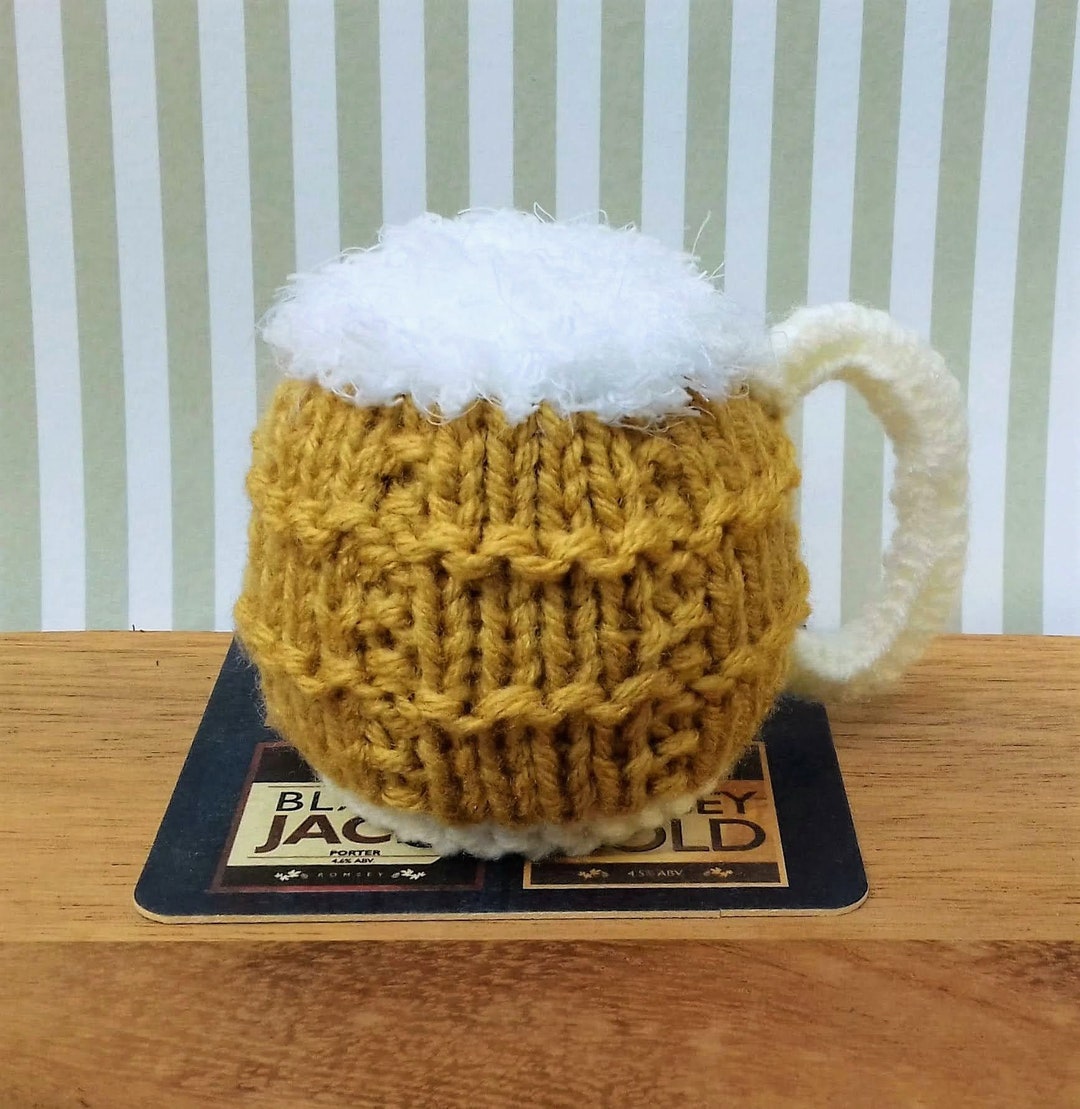 Beer Mug Chocolate Orange Cover Knitting Pattern, Christmas Knitting