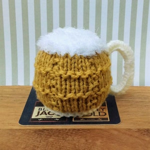 PDF KNITTING PATTERN Beer Mug Chocolate Orange Cover, Christmas Knitting Patterns, Father&#39;s Day Beer Glass Cosy, Knit Ferrero Rocher Favours