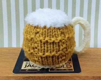 Beer Mug Chocolate Orange Cover Knitting Pattern, Christmas Knitting Patterns, Easter Knitting Pattern, Knitted Beer Glass, Guinness Cosy