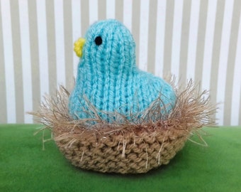 NEW - Nesting Bird Creme Egg Cover Knitting Pattern, Easter Knitting Patterns Toys, Easter Chick, Chocolate Favours, Knitted Easter Egg Cosy