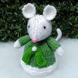 Mistletoe Mouse Chocolate Orange Cover Knitting Pattern, Christmas Knitting Patterns For Toys, Knitted Christmas Decorations, Mice Cosy Gift image 8