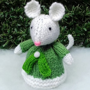 Mistletoe Mouse Chocolate Orange Cover Knitting Pattern, Christmas Knitting Patterns For Toys, Knitted Christmas Decorations, Mice Cosy Gift image 10