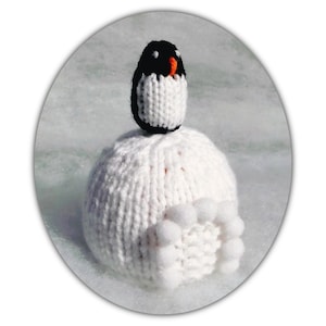 Igloo & Penguin Chocolate Orange Cover Knitting Pattern, Christmas Knitting Patterns For Toys, Knitted Cosy, Penguin Decorations Gift Holder