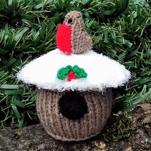 PDF KNITTING PATTERN Christmas Robin Bird House Chocolate Orange Cover, Christmas Knitting Patterns Toys, Bird Pattern, Knitted Cosy Gifts