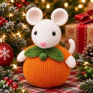 PDF KNITTING PATTERN Clementine Mouse Chocolate Orange Cover, Christmas Knitting Patterns Toys, Thanksgiving Cosy, Knitted Sugar Mice