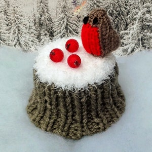 PDF KNITTING PATTERN Christmas Tree Stump Chocolate Orange Cover, Christmas Knitting Patterns, Knitted Robin Chocolate Favours, Xmas Cosy