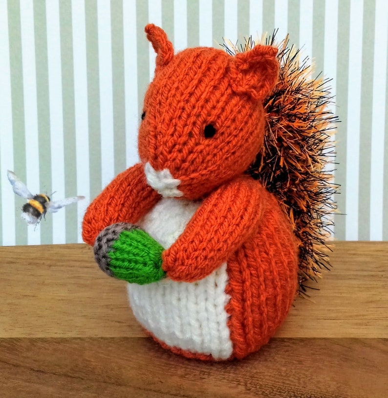 Red Squirrel Chocolate Orange Cover Knitting Pattern, Easter Bunny Knitting Pattern, Easter Knitting Patterns Toys, Knitted Acorn, Christmas image 4
