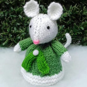 PDF KNITTING PATTERN Mistletoe Mouse Chocolate Orange Cover, Christmas Knitting Patterns Toys, Knitted Sugar Mice Cosy, Decorations