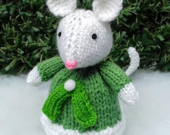 PDF KNITTING PATTERN Mistletoe Mouse Chocolate Orange Cover, Christmas Knitting Patterns Toys, Knitted Sugar Mice Cosy, Decorations