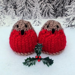 PDF KNITTING PATTERN Christmas Robins Ferrero Rocher Cover, Christmas Knitting Patterns Toys, Knitted Robin Decorations, Chocolate Favours