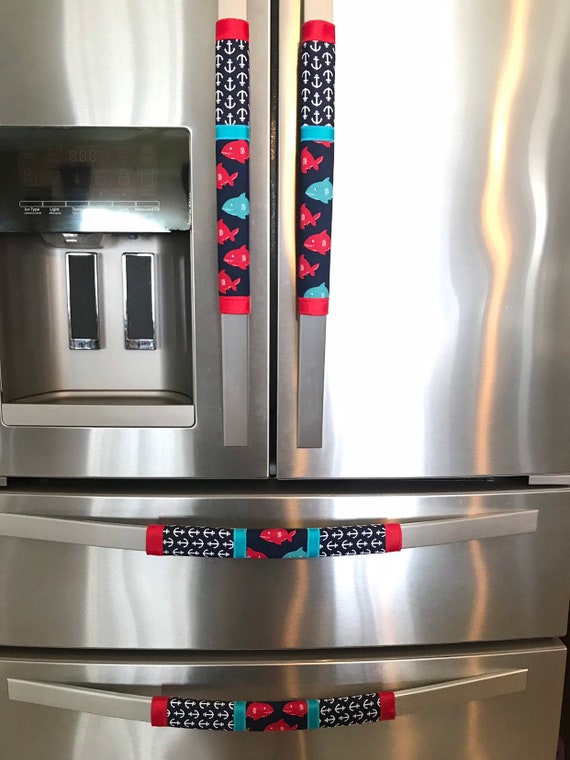 Refrigerator Door Handle Covers Set Of Four Anchor Sharks Etsy