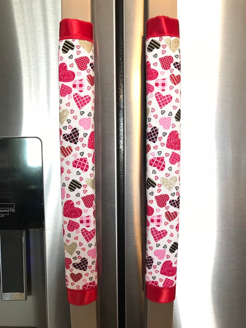 Refrigerator Door Handle Covers Set of Two Tossed Hearts Etsy
