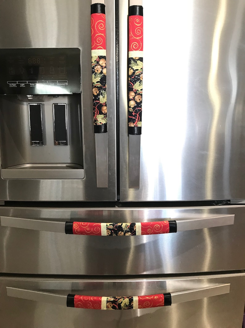 Refrigerator Door Handle Covers Set of Four Christmas Jingle Bells Theme 13 L x 5\u201d W
