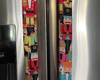 Refrigerator Door Handle Covers Set of Two Christmas Nutcrackers Theme 13" L x 5” W