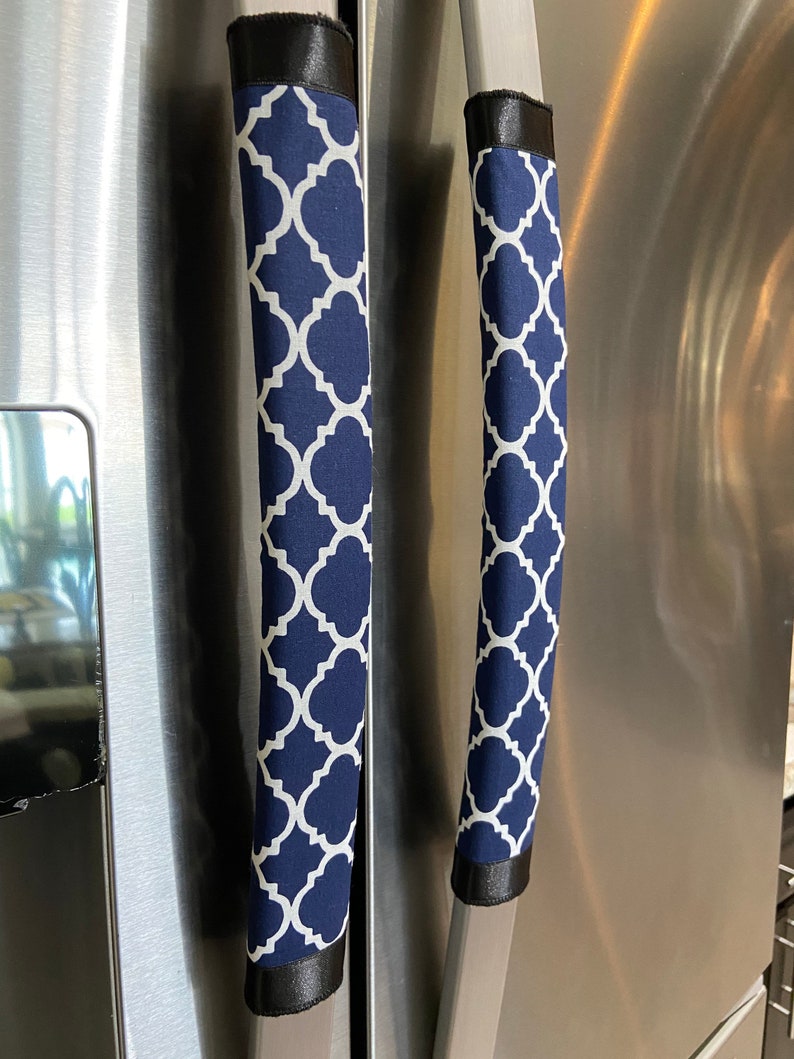 Refrigerator Door Handle Covers Set of Two Navy Blue Moroccan Etsy