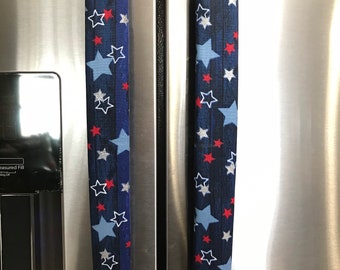 Refrigerator Door Handle Covers Set of Two America Stars Theme 13" L x 5” W