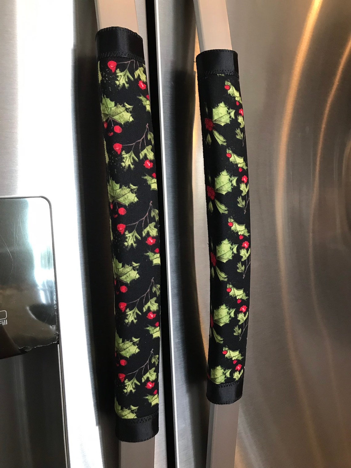 Refrigerator Door Handle Covers Set of Two Black and Red Etsy