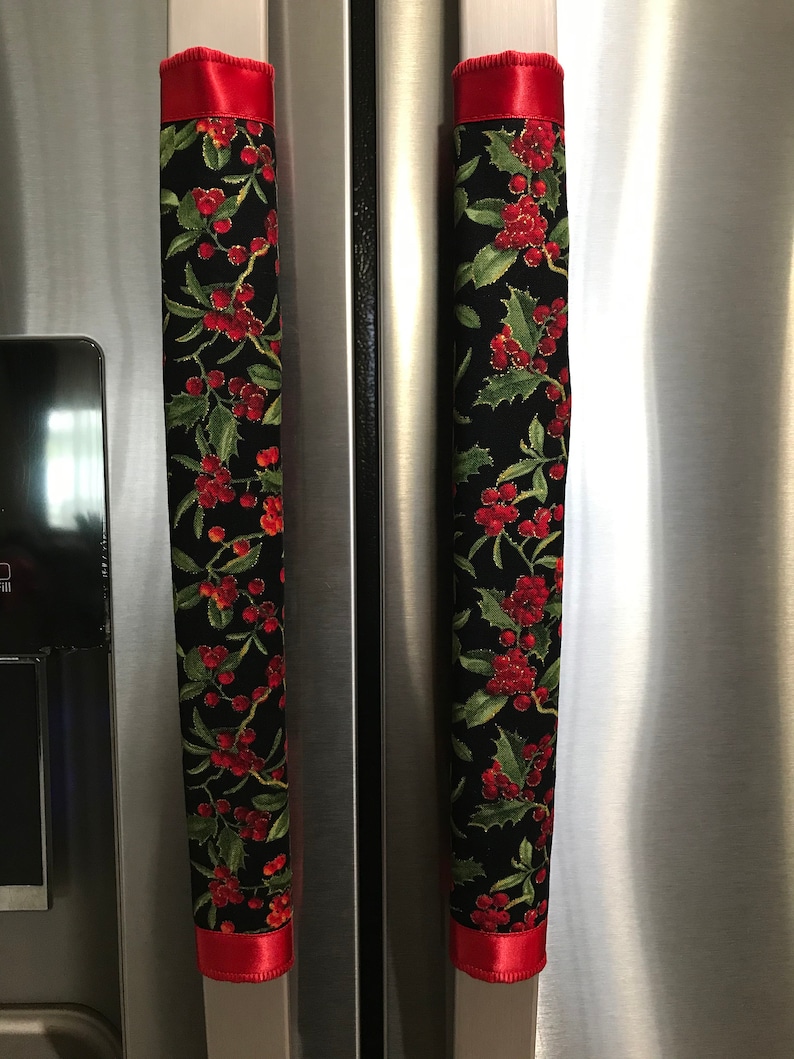 Refrigerator Door Handle Covers Set of Two Christmas Berries Etsy