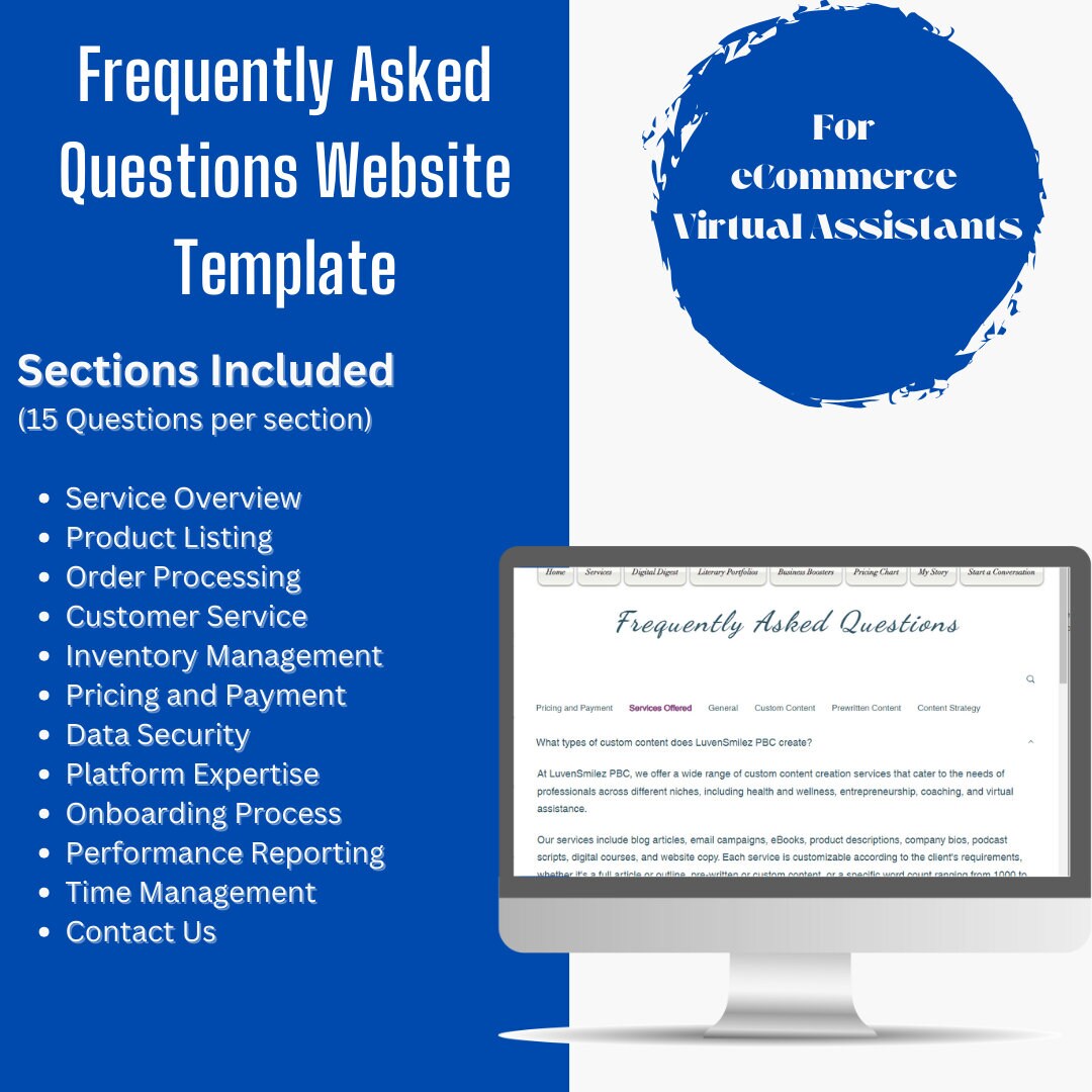 E-commerce Frequently Asked Questions Template - Etsy